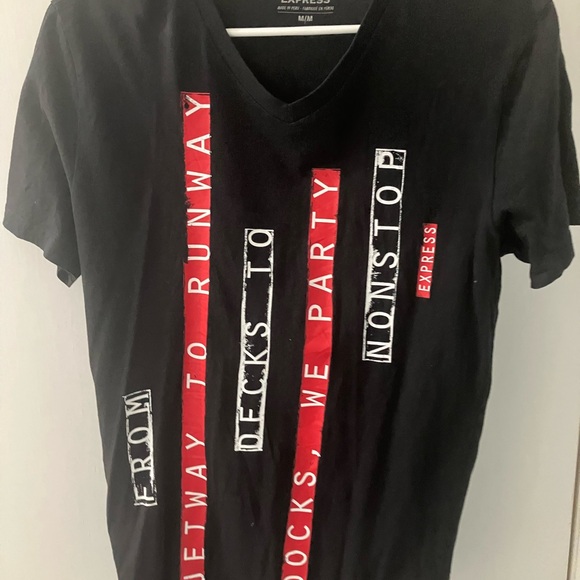 Express brand VIP life graphic print club party shirt adult size medium - Picture 6 of 11